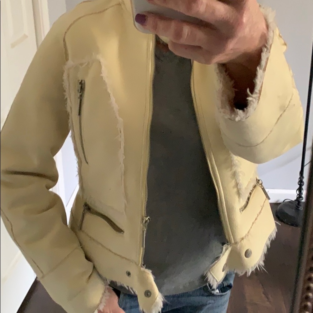 Bebe yellow suede jacket